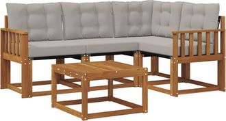 vidaXL Conjunto De Sof&aacute;s De Exterior 5 Uds. Gris Natural Y Claro Vidaxl