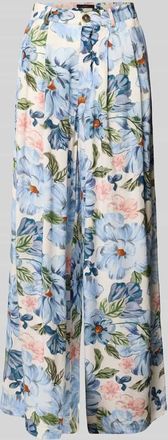 Oui Palazzo Hose mit Viskose-Mix mit Biesen in Hellblau Melange, Gr&ouml;&szlig;e 46