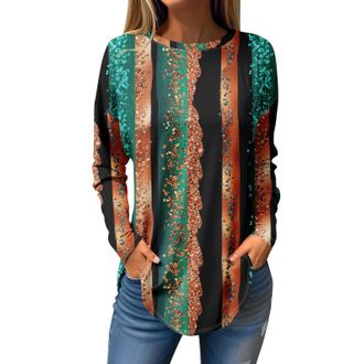 Generic Womens Tops Long Sleeve Casual Shirt Flowy-Printed Shirts Ladies Slim Fit Stretch Shirts Ladies Sweatshirts Without Hood Long Sleeve Ladies T Shirt Go