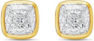 Diana M. Jewels 14KT YELLOW GOLD LAB GROWN CUSHION CUT STUDS IN A BEZEL SETTING WEIGHING 12.00 CTS TW