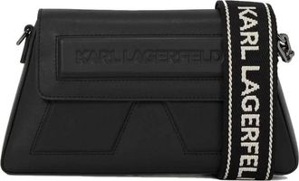Karl Lagerfeld Tassen, Dames, Zwart, ONE Size, Leer, Ikon K Soft Webbing Crossbody