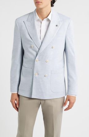 Jack Victor Hall COMFORTWEAR Light Blue M&eacute;lange Knit Wool Double Breasted Blazer at Nordstrom, Size 44Regular
