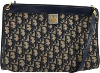 Dior Pre-owned Trotter Canvas Schoudertas - Dames - Vintage Schoudertas - Blauw - ONE Size - Leer - Vintage
