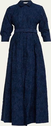 SIMKHAI Courtney Belted Organza Jacquard Gown