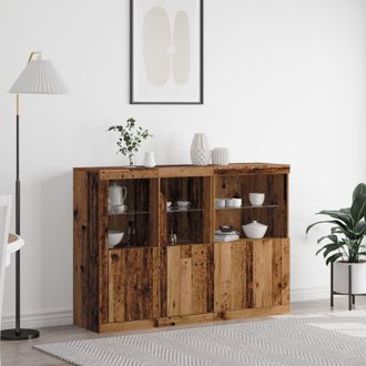 Berkfield Home Sideboard with LED Lights Old Wood 142.5x37x100 cm Engineered Wood in Brown