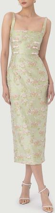 Sau Lee Alice Floral Brocade Bow Detail Cocktail Dress in Pastel Pistachio at Nordstrom, Size 10