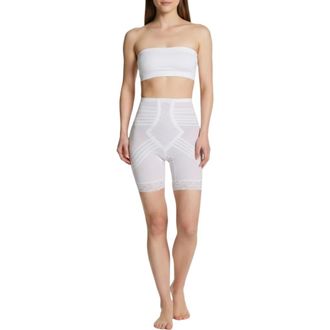 Rago Firm No Roll Breathable High Waist Thigh Slimmer Shaper in White at Nordstrom, Size 28