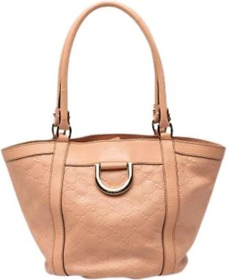 Gucci Pre-owned Embossed Leather Tote - Dames - Vintage Shopper - Beige - ONE Size - Leer - Vintage