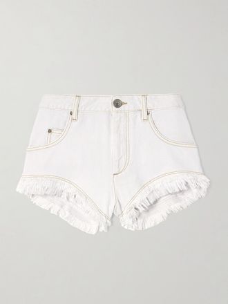 Isabel Marant Shorts In Denim Sfrangiati Eneidao - Bianco