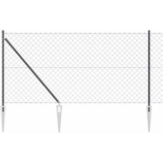 vidaXL Valla De Eslabones De Cadena Con Postes Gris 1 X 10 M Acero Vidaxl