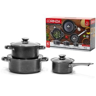 Trade Shop TrAdE Shop Traesio - Set Batteria Di Pentole Cucina In Acciaio Al Carbonio Da 6pz Antiaderente Antigraffio