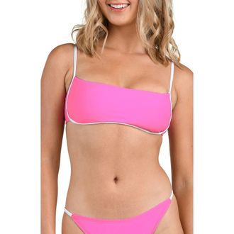 Citrus Solids Contrast Trim Bandeau Bikini Top in Pop Pink at Nordstrom, Size X-Small