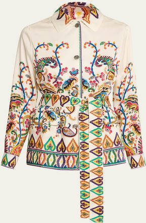 Etro Belted Paisley Silk Field Jacket