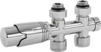 ECD Germany Ecd Germany - Kit De Conexi&oacute;n Central Termostato Para Radiadores - Cromo 50mm - Juego De Conexi&oacute;n Para Separaci&oacute;n De Tuber&iacute;as - 5 Niveles Ajustables, 