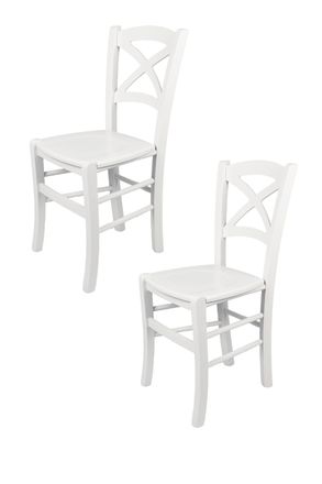 Tommychairs Tommychairs 2 Sillas Cross En Haya Lacado Blanco