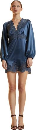 Cynthia Rowley Satin Lace Mini Dress - Dames - Feestkleedjes - Blauw - XS - Kleedjes