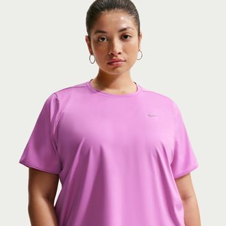 Nike Womens Swift Dri-FIT Short-Sleeve Running Top (Plus Size) in Purple | HM9700-503
