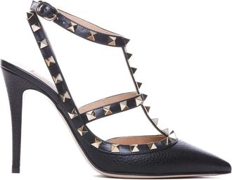 Valentino Garavani Schoenen, Dames, Zwart, 34 EU, Leer, Rockstud Pumps