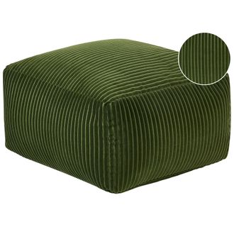 Beliani Puf De Pana Verde Oscuro 50 X 30 Cm Bolas Eps Reposapi&eacute;s Relleno S&oacute;lido Mukki