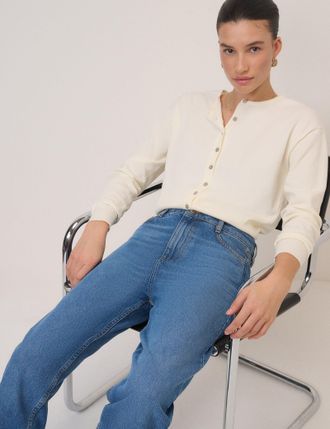 Nobody's Child Blue High Rise Putney Barrel Leg Jeans