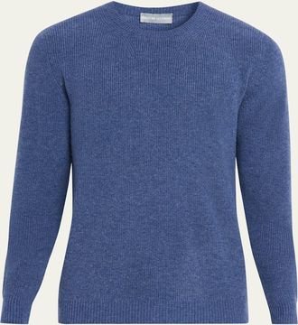 Bergdorf Goodman Mens Cashmere Fisherman Rib Crewneck Sweater