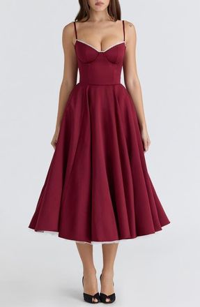 House of CB Mademoiselle Sweetheart Neck Satin Cocktail Dress in Wine at Nordstrom, Size X-Small A