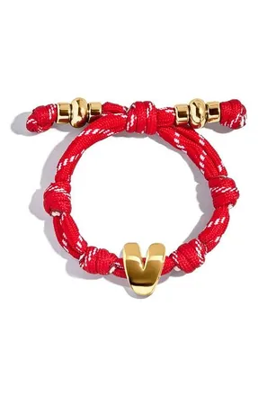 BaubleBar Knotty Initial Bracelet in Red V at Nordstrom