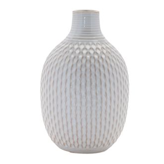 Melrose International Notched Ceramic Bottle Vase (Set of 4) - Gray