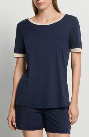 Hanro Laura Short Sleeve Cotton & Modal Pajamas in Deep Navy at Nordstrom, Size X-Large