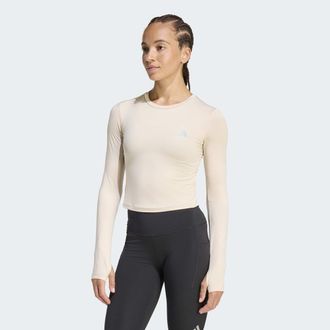 adidas Laufshirt ADIDAS PERFORMANCE Run Ess LS W, Damen, Gr. XXL, crystal linen, Obermaterial: 88% Polyester, 12% Elasthan, Rundhals, Shirts Laufshirt