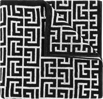 Balmain PB Labyrinth Strandlaken - Heren - Handdoeken - Zwart - ONE Size - Katoen - Home