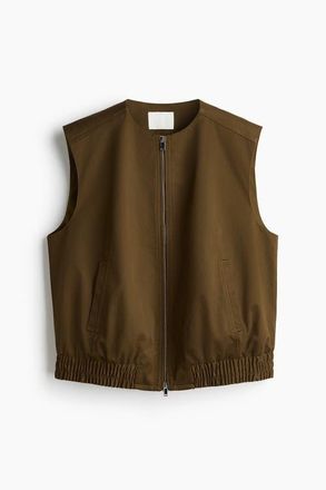 H&M Twill Gilet in Dark Golden Olive at Nordstrom, Size X-Small