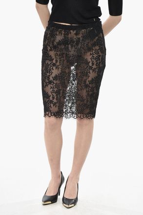 Saint Laurent Midi Lace Skirt Saint Laurent