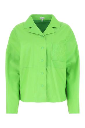 Loewe Womens Fluo Green Leather Shirt - Lime Green Sheepskin - Size EU 36 (Womens)