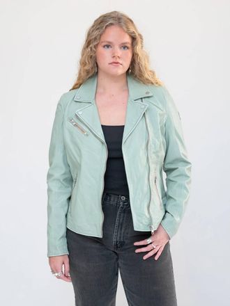 Mauritius Sofia Leather Jacket In Frosty Green