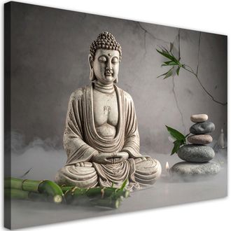 Feeby Cuadro Sobre Lienzo, Piedras De Buda Plantas Spa Zen, 100x70