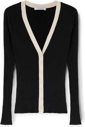 Motivi Tweekleurig Geribd Vest - Dames - Vesten - Zwart - XS - Nylon - Truien & Vesten