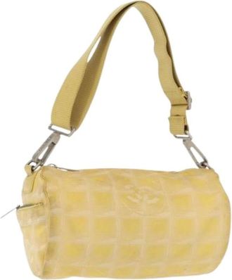 Chanel Pre-owned Shoulder Bags, female, Yellow, Size: ONE SIZE Pre-owned Nylon Shoulder Bag