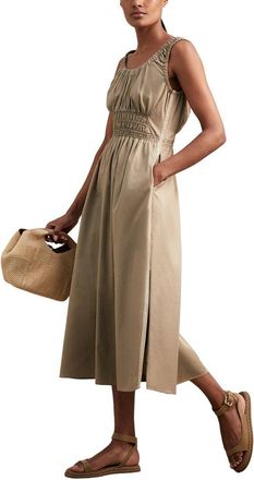 Reiss Anouk Craft Ruched Woven Dress