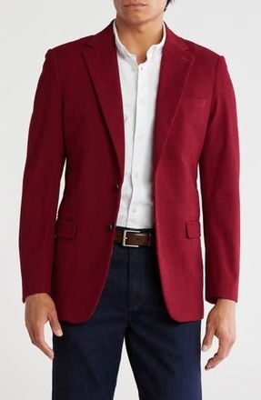T.R. Premium Slim Fit Solid Cotton Blend Textured Blazer in Burgundy at Nordstrom Rack, Size X-Large