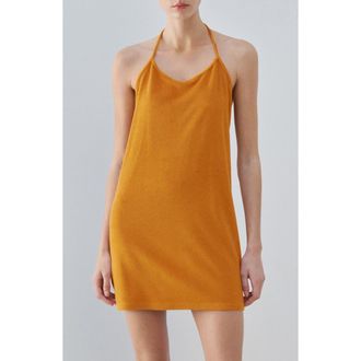 Mango Terry Halter Nightgown in Orange at Nordstrom, Size Medium