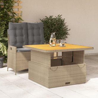 vidaXL Set Comedor De Jard&iacute;n 2 Pzas Con Cojines Rat&aacute;n Sint&eacute;tico Beige Vidaxl