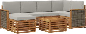 vidaXL Conjunto De Sof&aacute;s De Exterior 6 Uds. Natural Y Gris Claro Vidaxl