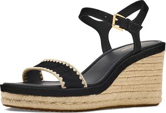 Cole Haan Cloudfeel Asbury Espadrille Wedge Sandals Womens Dress Sandals Black Suede/Raffia : 10.5 B - Medium, Leather