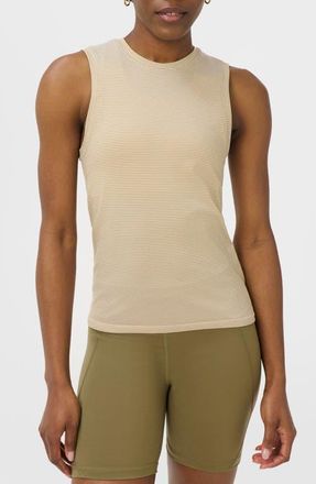 Sweaty Betty Athlete Mid Length Striped Performance Tank in Beige Drop Needle Stripe at Nordstrom, Size X-Large