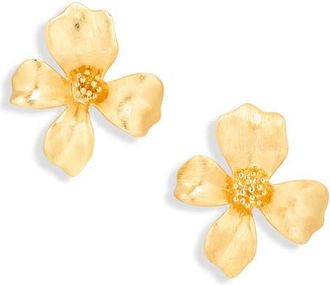 Shashi Fiorina Floral Stud Earrings in Gold at Nordstrom