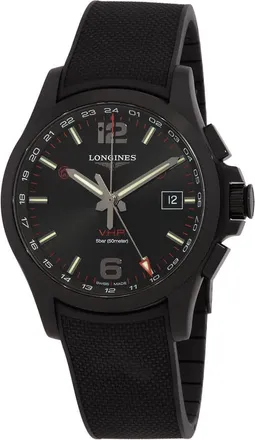Longines Conquest V.H.P. GMT Quartz Black Dial Mens Watch L3.728.2.56.9