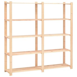 Berkfield Home Durable 5-Tier Storage Racks 3 pcs 170x38x170 cm Solid Pinewood 500 kg in Beige | Size: 170 x 38 x 170 cm