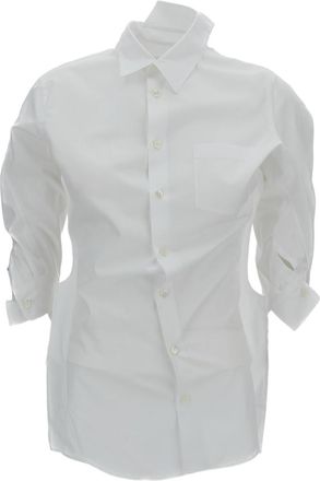 Junya Watanabe White Asymmetric Applied Panels Cotton Shirt