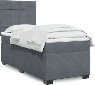 vidaXL Cama Box Spring Con Colch&oacute;n Terciopelo Gris Oscuro 90x200 Cm Vidaxl